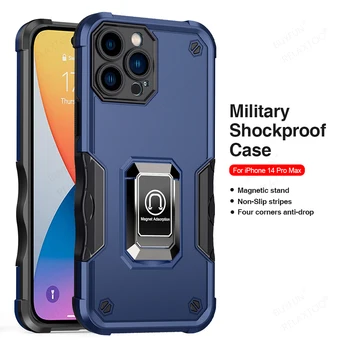 Vojenské Shockproof Prípade, ochranné puzdro pre iphone 14 pro max 14 plus 14 pro iphone 14 MaxMagnetic stojan Non-slip pásy