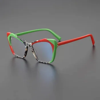 Vysoká kvalita cat-eye rámy Žien farebné acetát optické rámy Nepravidelný trend okuliare, Takže predpísať okuliare pre myopi