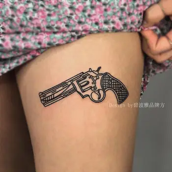 Zbraň Dočasné Tetovanie Nálepky Rameno Stehna Revolver Nálepky Trvalé Zbraň Nepremokavé Pištole Umenie Falošné Tetovanie pre Ženy, veľkoobchod
