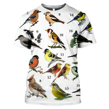 Zvierat, Vtákov, Hmyzu 3d Print t shirt Letné Módy Bežné Krátke sleeve Tee Topy Streetwear Hip hop Homme Pulóver Košele
