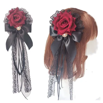 Závoj Palác Štýl Lolita Vlasy Príslušenstvo Rose Vlásenky cla Gothic Lolita Hand-Made Tmavé Headdress
