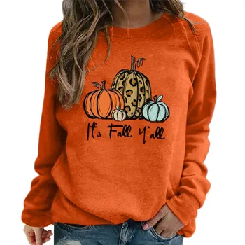 Ženy Móda Halloween Dlhý Rukáv Tričko Mikina Dievča Harajuku Vintage Oblečenie 3d Pumpkin Cute Cat Vytlačené Žena Hoodies